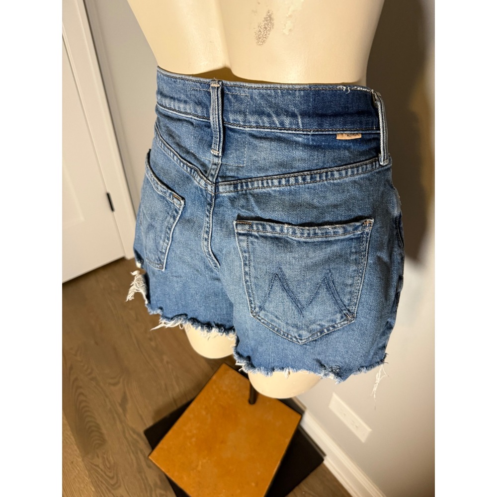 MOTHER Superior The Skipper Short N Long Chew Distressed Denim Shorts Blue 25 - Picture 8 of 12